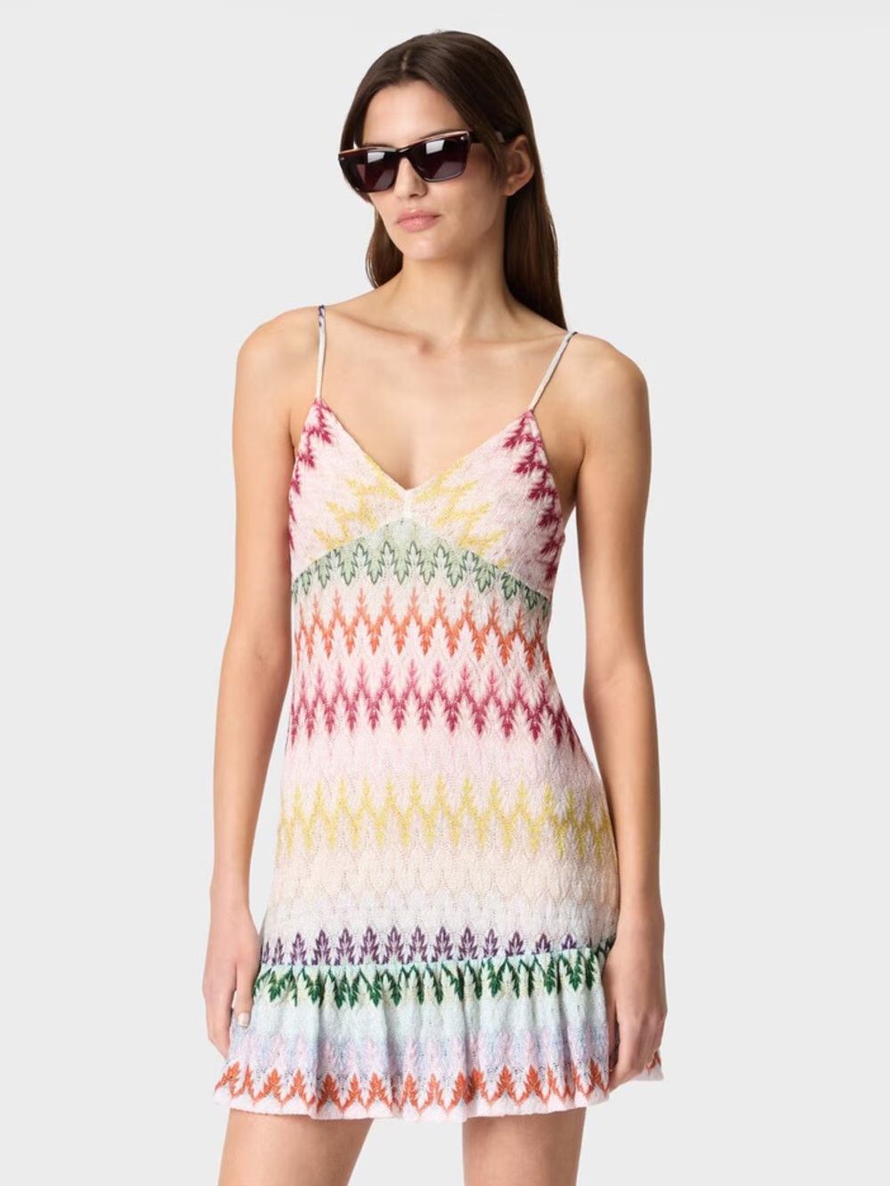 STAUD Sleeveless mini dress in zigzag lace